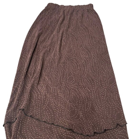 Brown Polka Dot Tiered Maxi Skirt - Picture 1 of 2